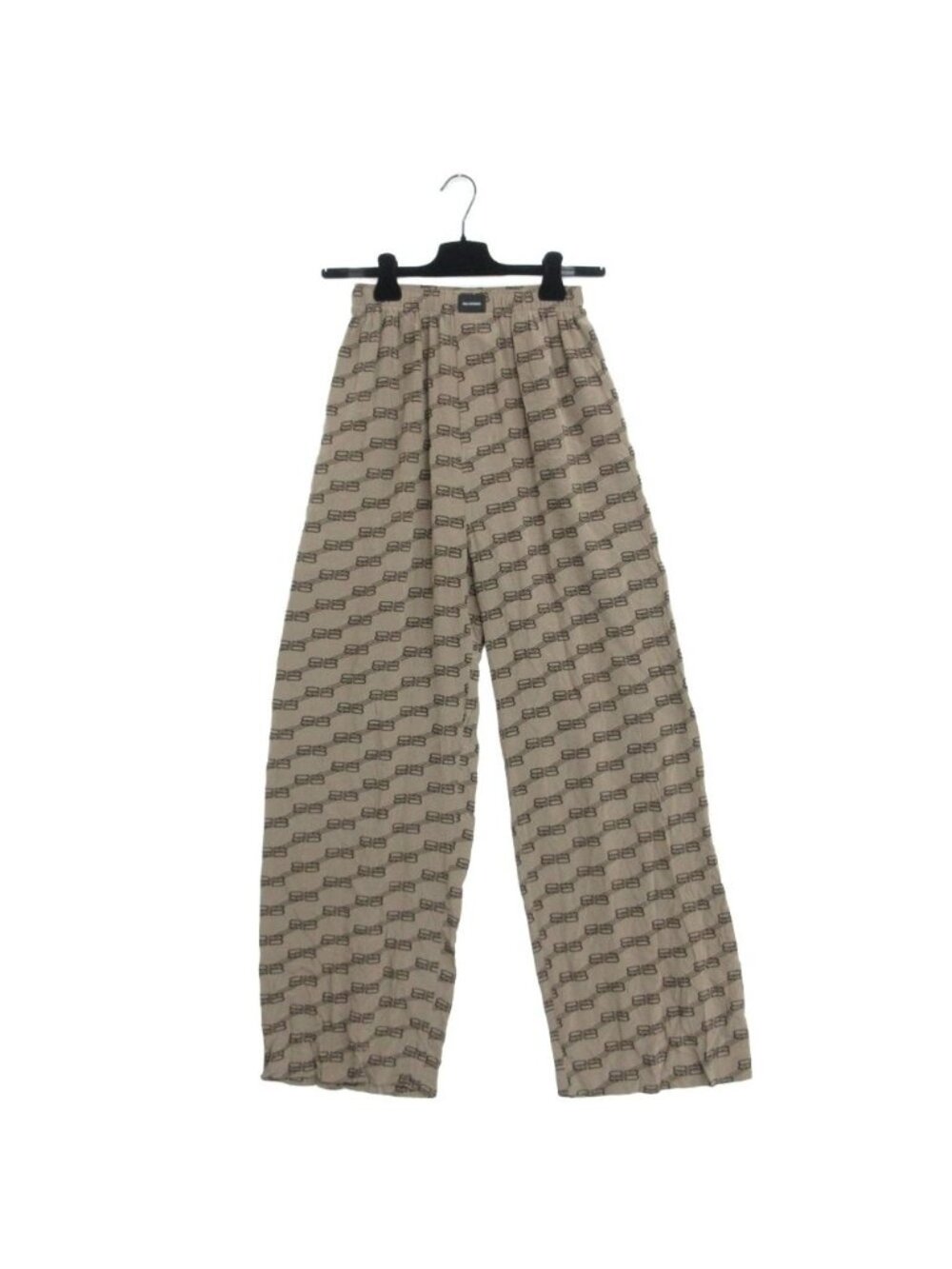 Balenciaga Pants BB Monogram Silk Homewear Pajama Fly Button Brown